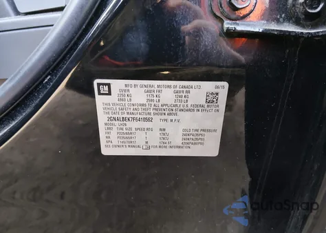 2015 Chevrolet Equinox 1Lt z USA, uszkodzony, nr VIN 2GNALBEK7F6410562